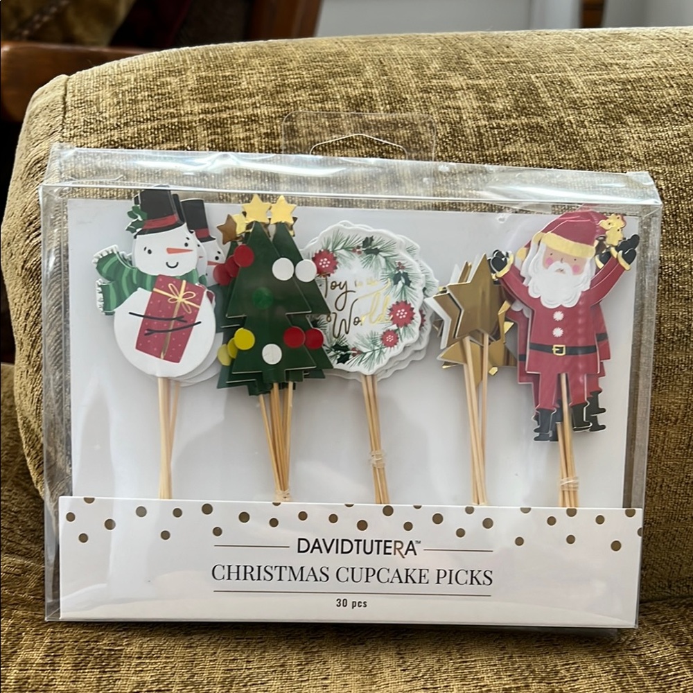 David Tutera Christmas Cupcake Picks - Festive Multi-Color Set